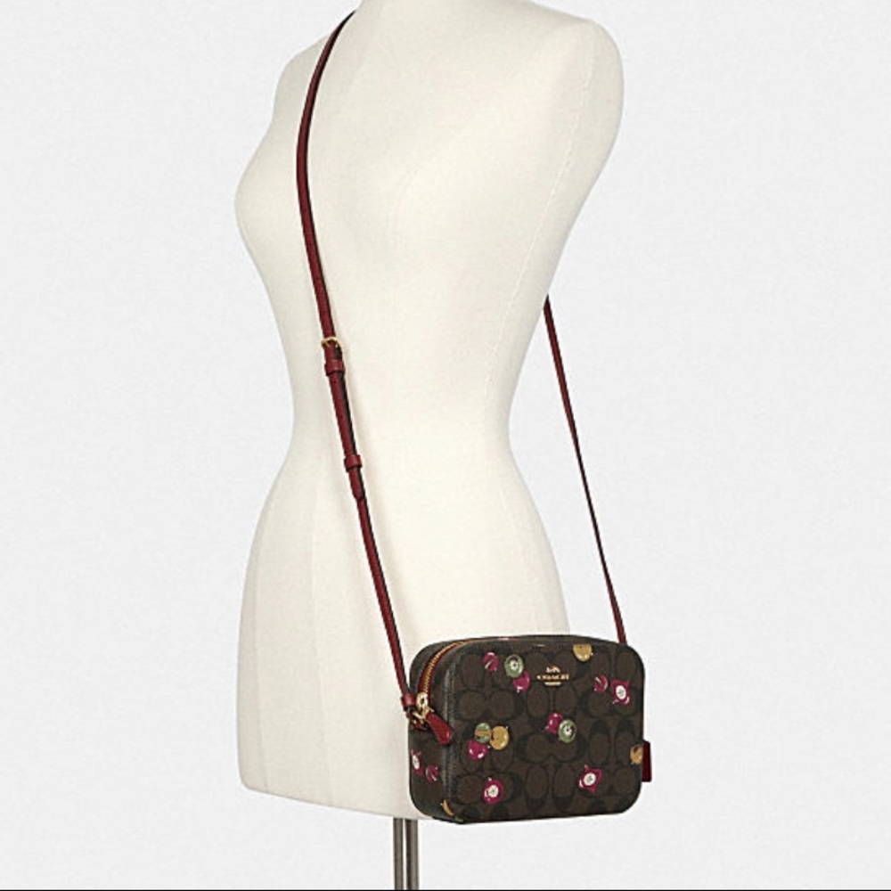 Mini Camera Bag In Signature Canvas With Ornament Print